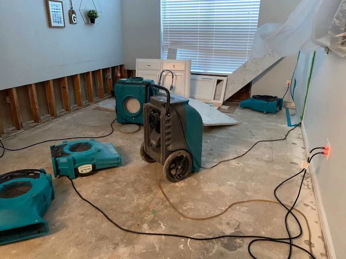 Dehumidifier in flood-cut room for Water Damage Restoration in Kihei