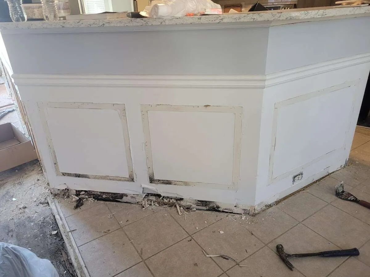 Water damage and mold on kitchen during Storm Damage Restoration in Kihei